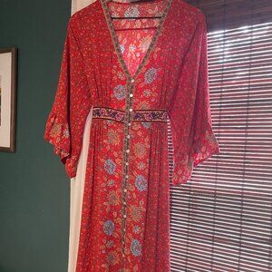 SHEIN Red Floral Maxi Dress